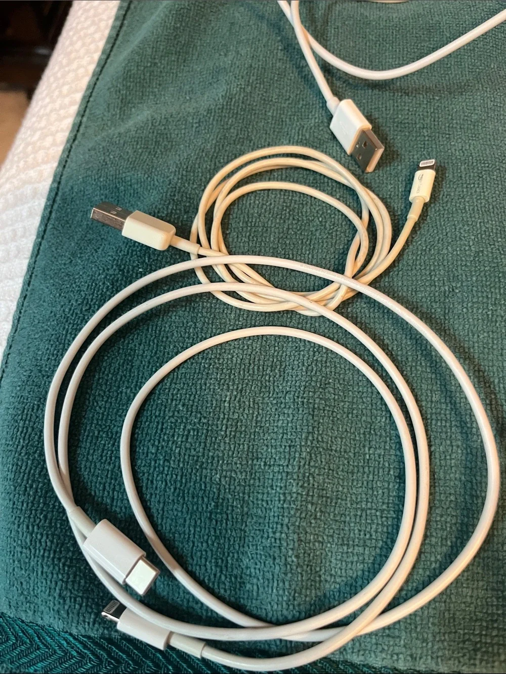 Mixed Charging & Audio Cables - Red and White - Most from I Phone 13.